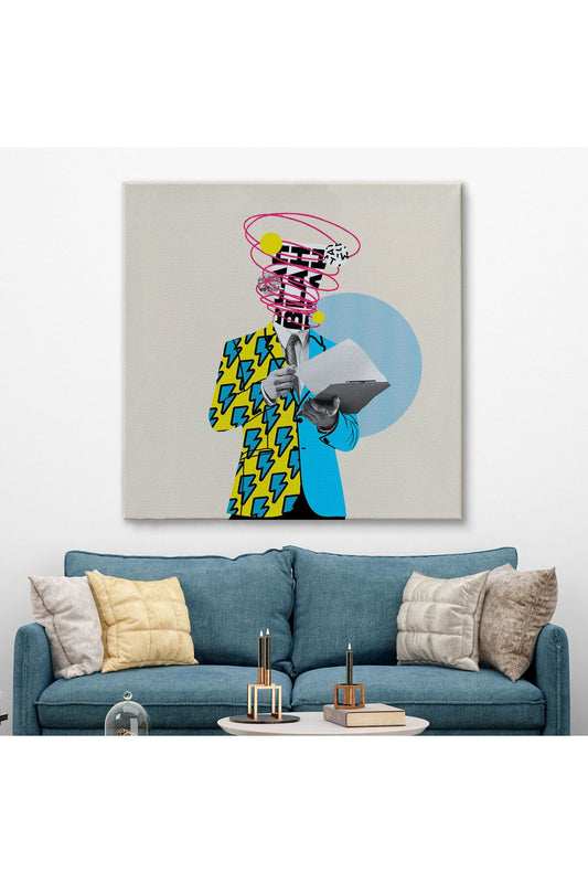 Çizgi Roman Kahramanı Kahvesini Yudumluyor Pop Art Kanvas Tablo-5800