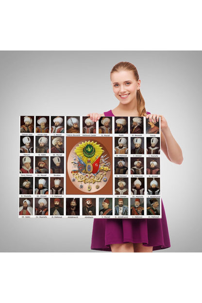 KY Özel Osmanlı Padişahlarının Tümü Dekoratif Duvar Tablosu-6549