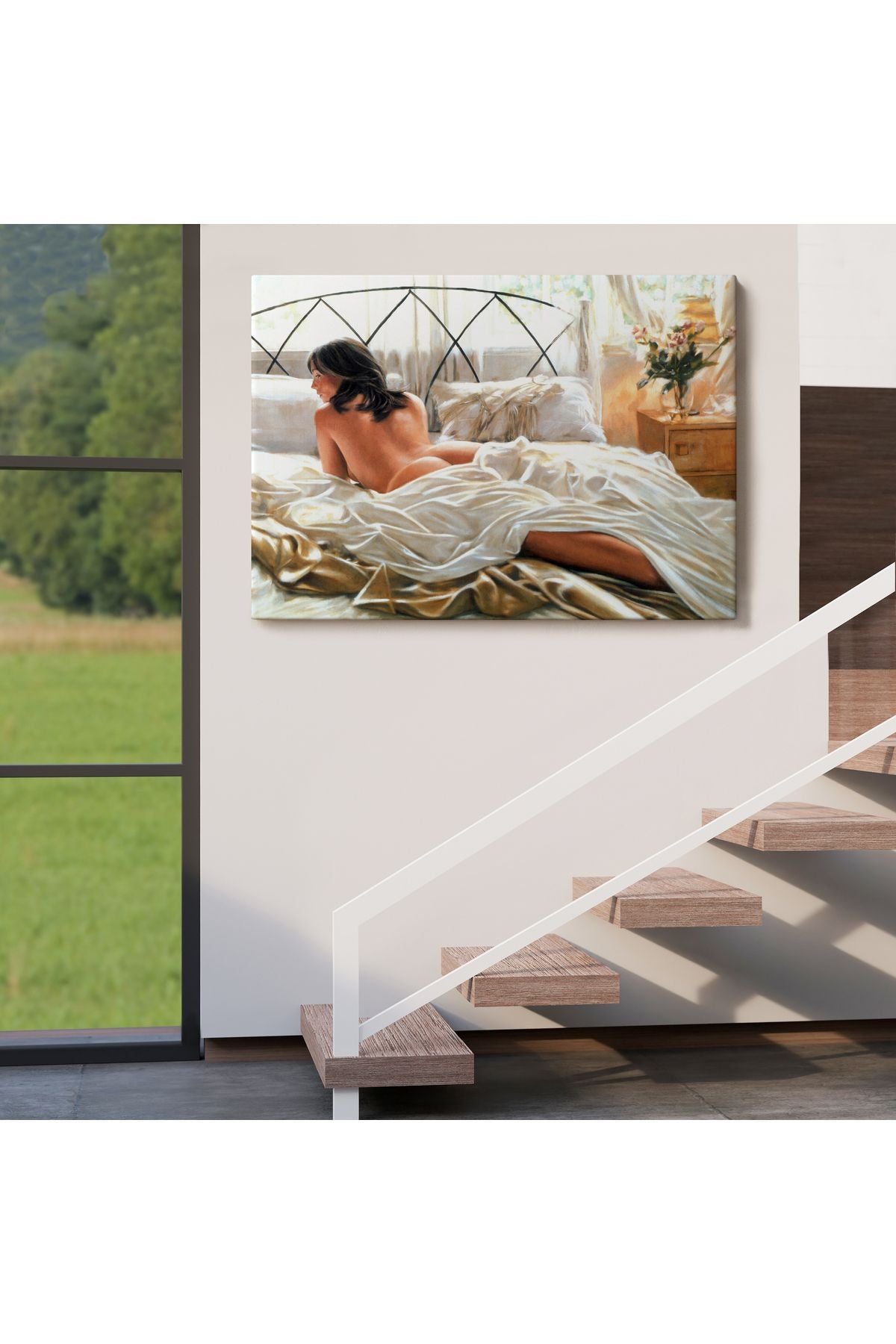 Yataktaki Güzel Kadın Dekoratif Duvar Tablosu-6607