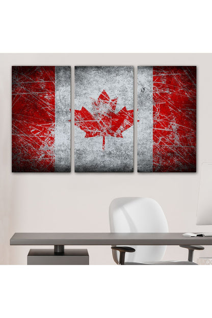 Kanada Bayrağı Rustik Kanvas Tablo, Kanada Bayrağı Tablo, Ev ve Ofis Dekoru-5403