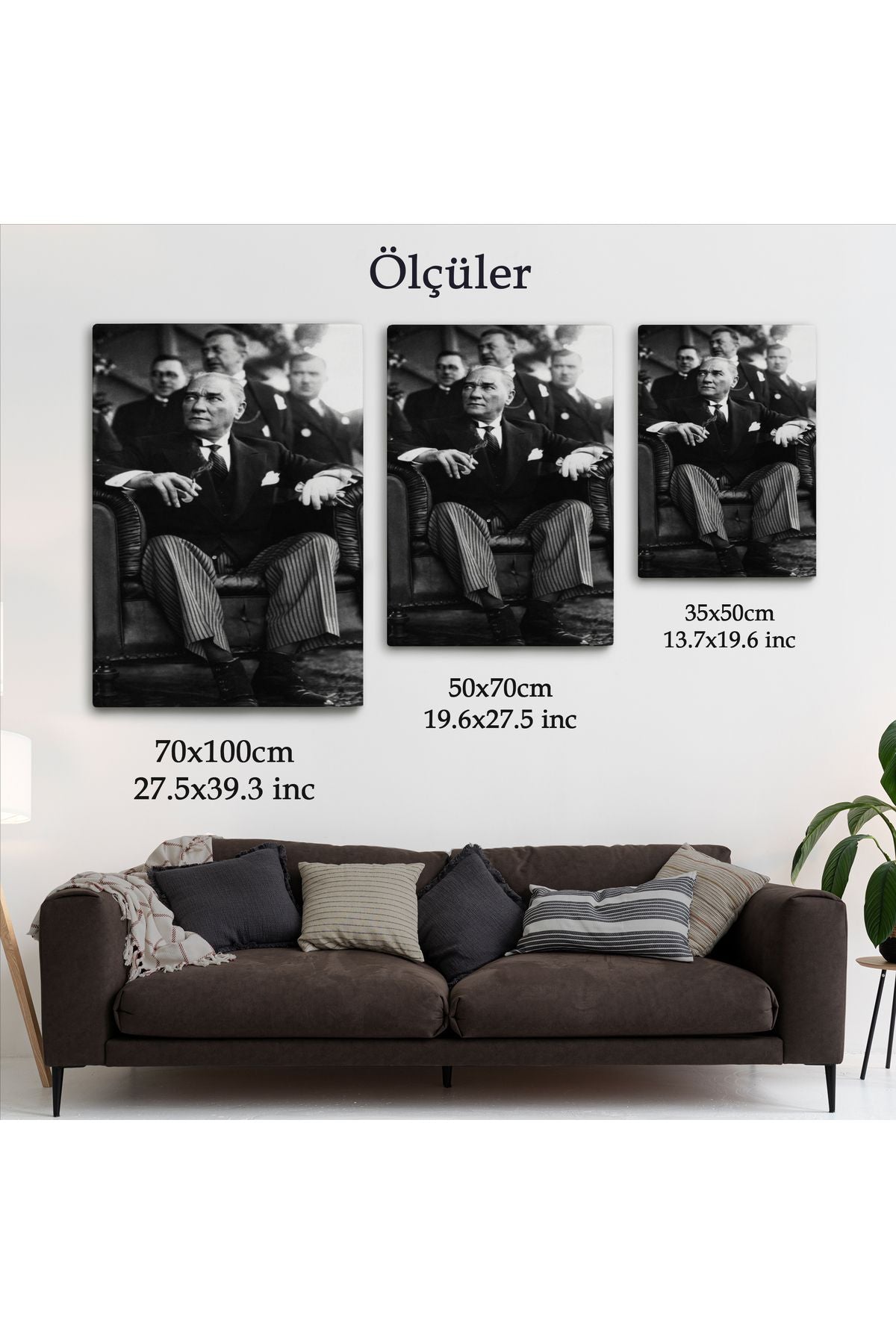 Atatürk Portre Tablosu Mustafa Kemal Atatürk Dikdörtgen Dekoratif Kanvas Tablo-CŞ-71