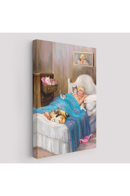 Dianne Denge'in Kedi Sever Yaşlı Kadın Mutluluğun Resmi Tablosu-6383