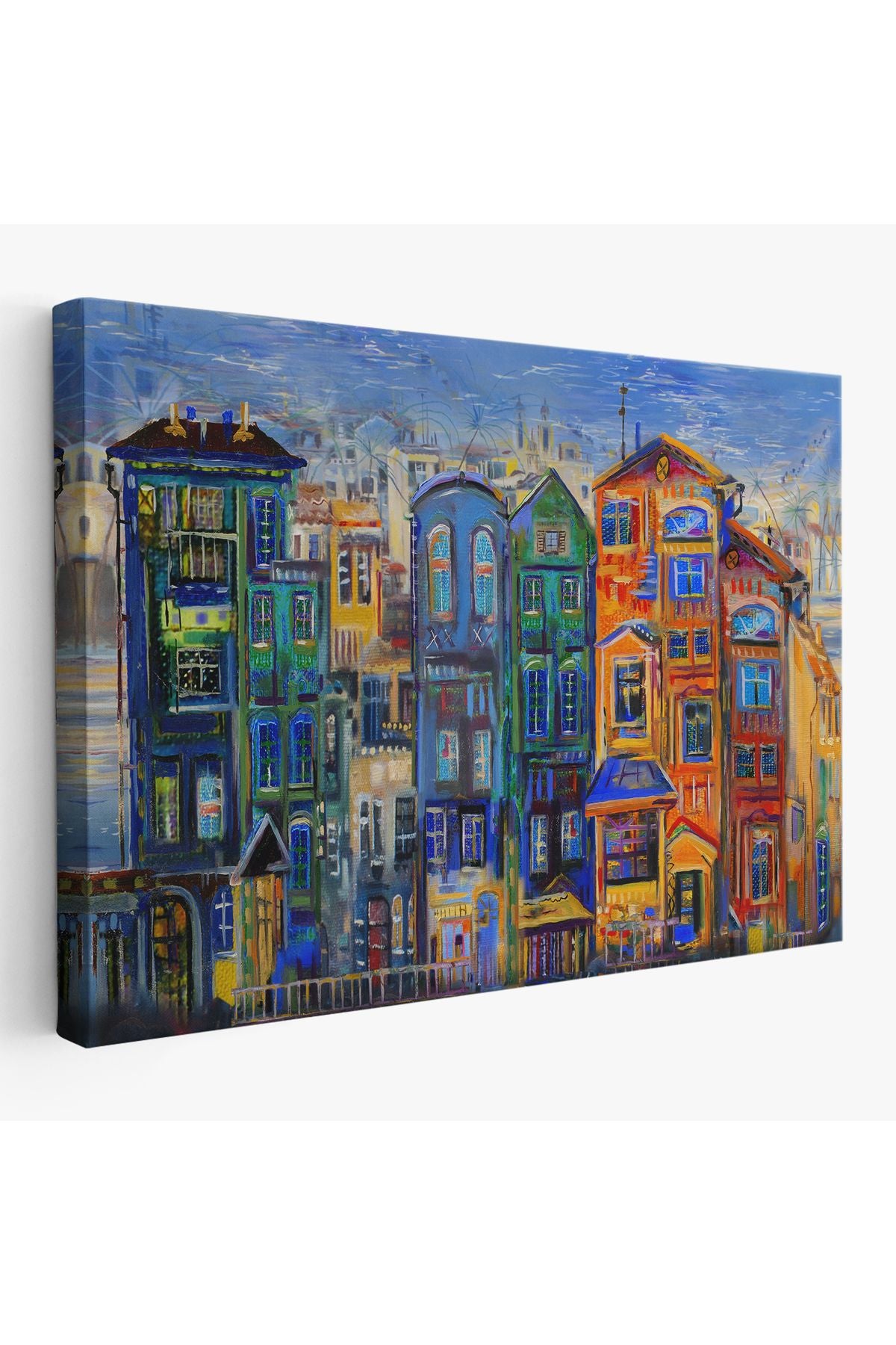 Hollanda Evleri Yağlıboya Görünüm Dekoratif Kanvas Tablo-3442