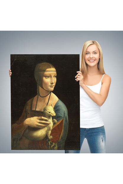 Ermine Leonardo Da Vinci'nın Kakımlı Kadın Eseri Kanvas Tablo / The Lady with Bangs-5113