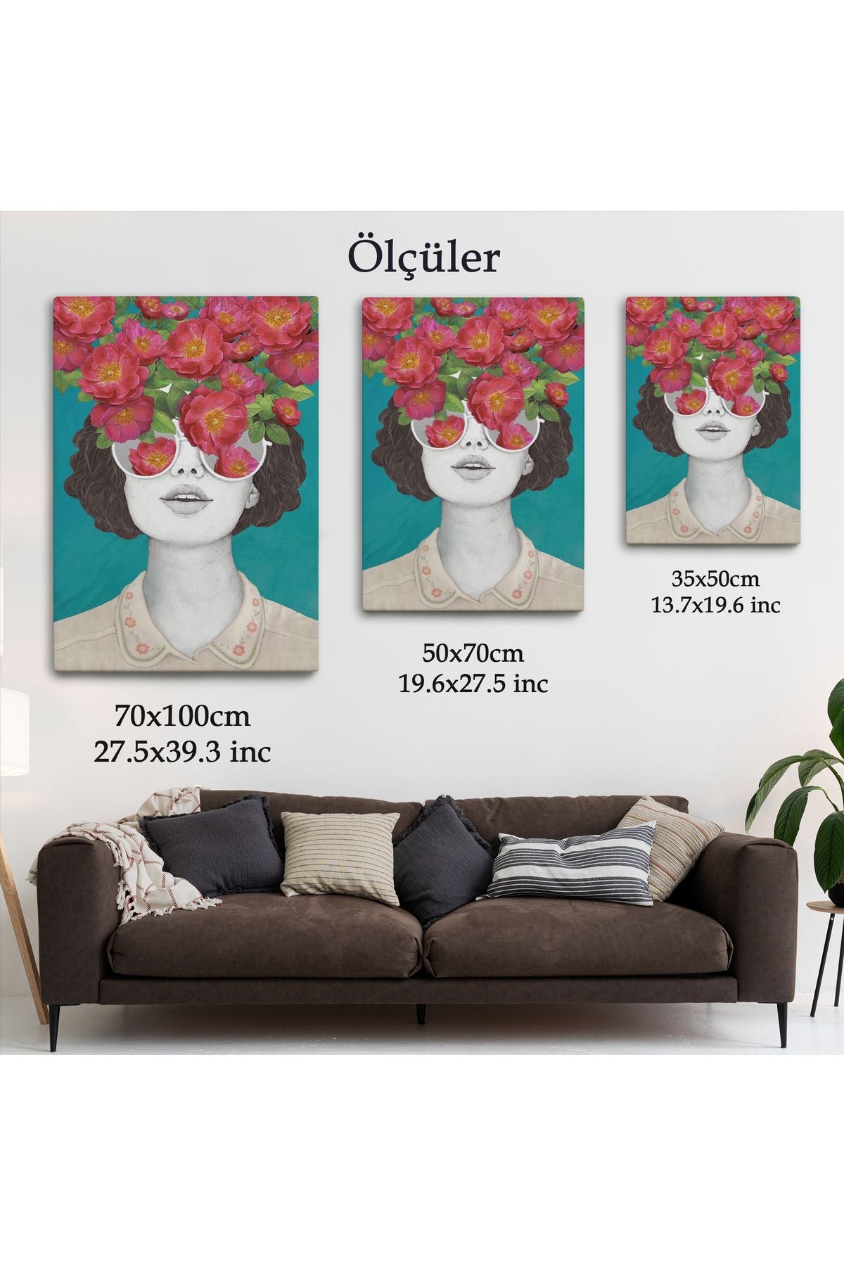 Dekoratif Duvar Tablosu-Çiçek Saçan Optimist Kadın Kanvas Tablo 6269