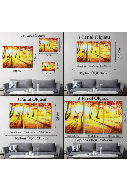 Baharda Ormanda Bir Geyik Yağlıboya Görünüm Kanvas Tablo-3745