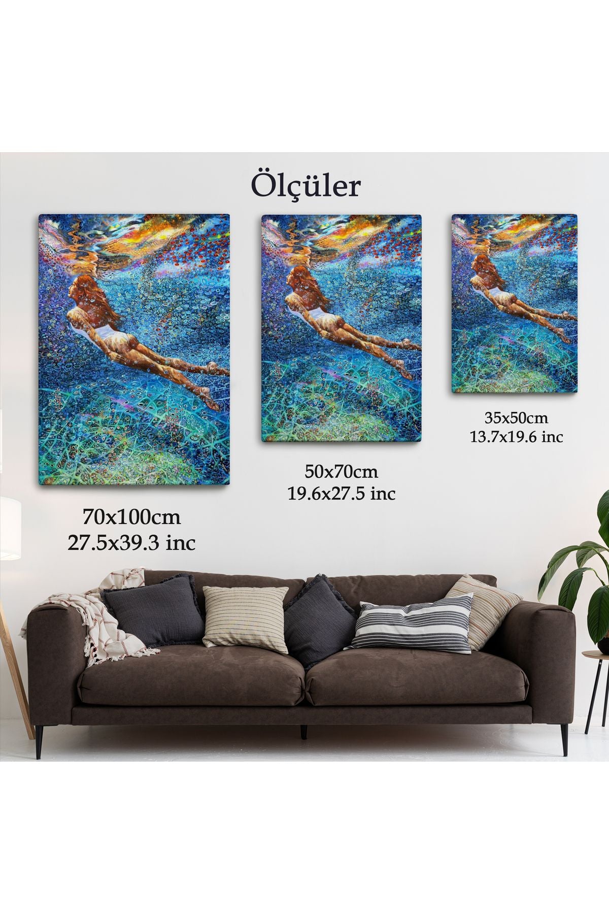 Su Altında Yüzen Kız Duvar Tablosu-6334