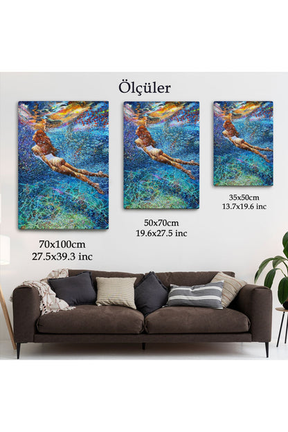 Su Altında Yüzen Kız Duvar Tablosu-6334