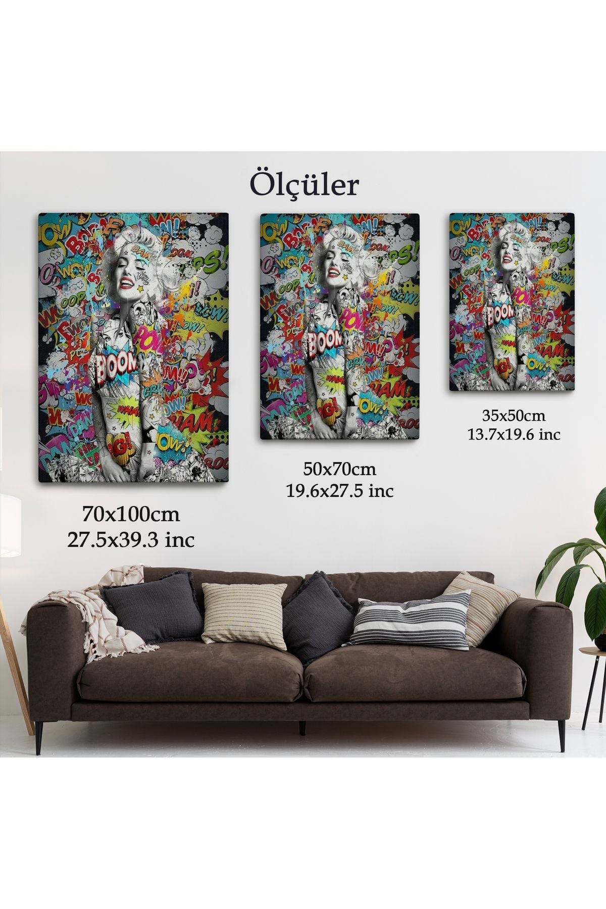 Graffiti Marilyn Monroe, Renkli Marilyn Monroe Kanvas Tablo-5307