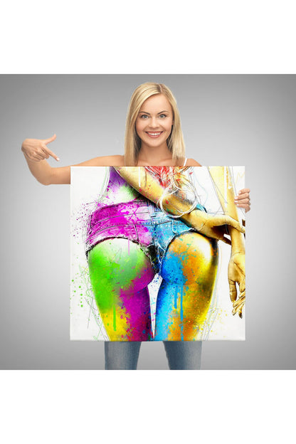 Renkli Kadın Poposu Kanvas Tablo-5894