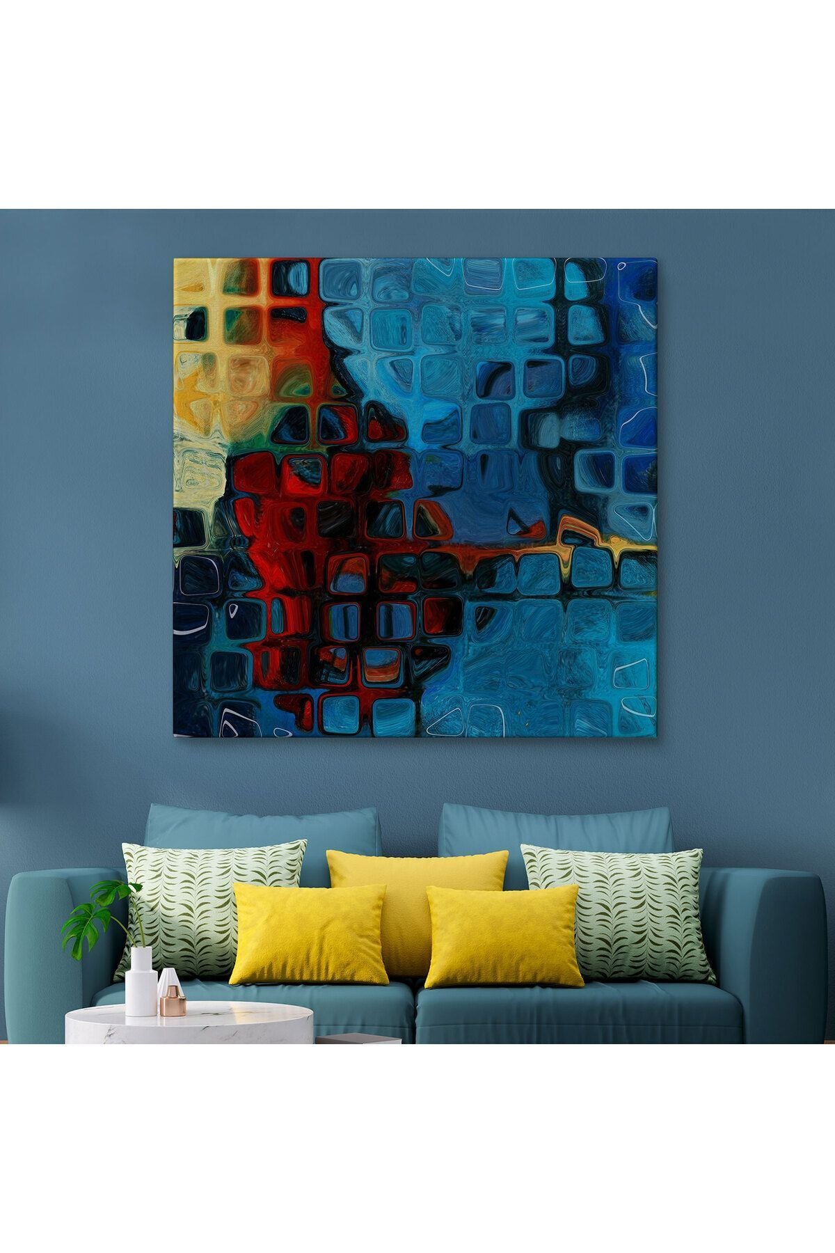 Özel Tasarım Renkli Buz Cam Kanvas Tablo-5883