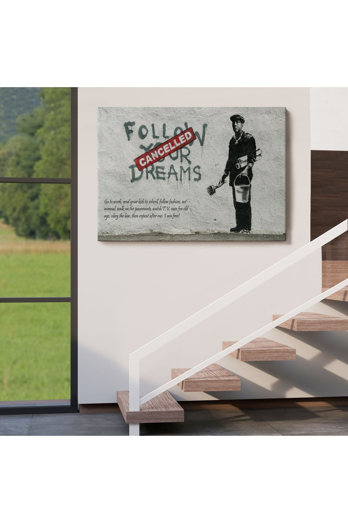 Bansky'nin Hayallerini Takip Et - İptal Edildi İsimli Eseri Kanvas Tablo-5009