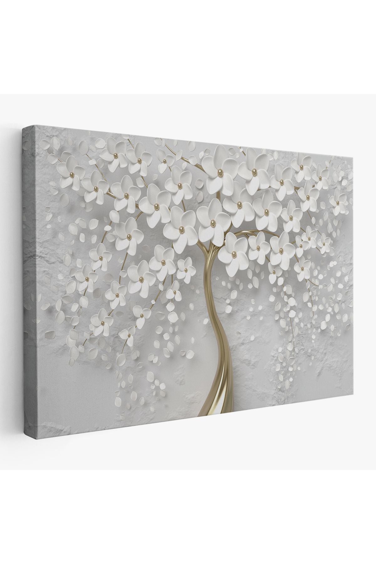 Beyaz Gelincik Ağacı Dekoratif Kanvas Duvar Tablosu-3645