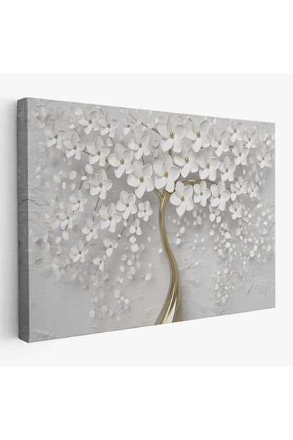 Beyaz Gelincik Ağacı Dekoratif Kanvas Duvar Tablosu-3645
