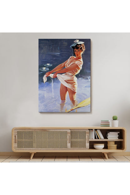 Göldeki İslanmış Sexi Kadın Duvar Tablosu-6455