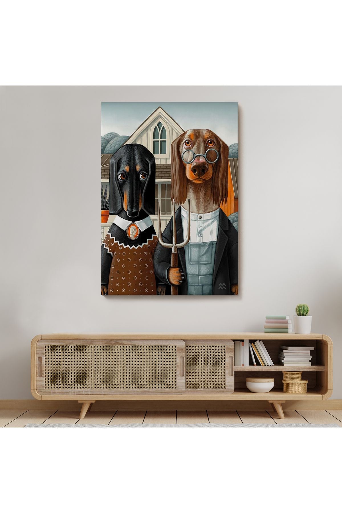 Amerikan Gotik Klasiği Köpekler Tablosu-6012