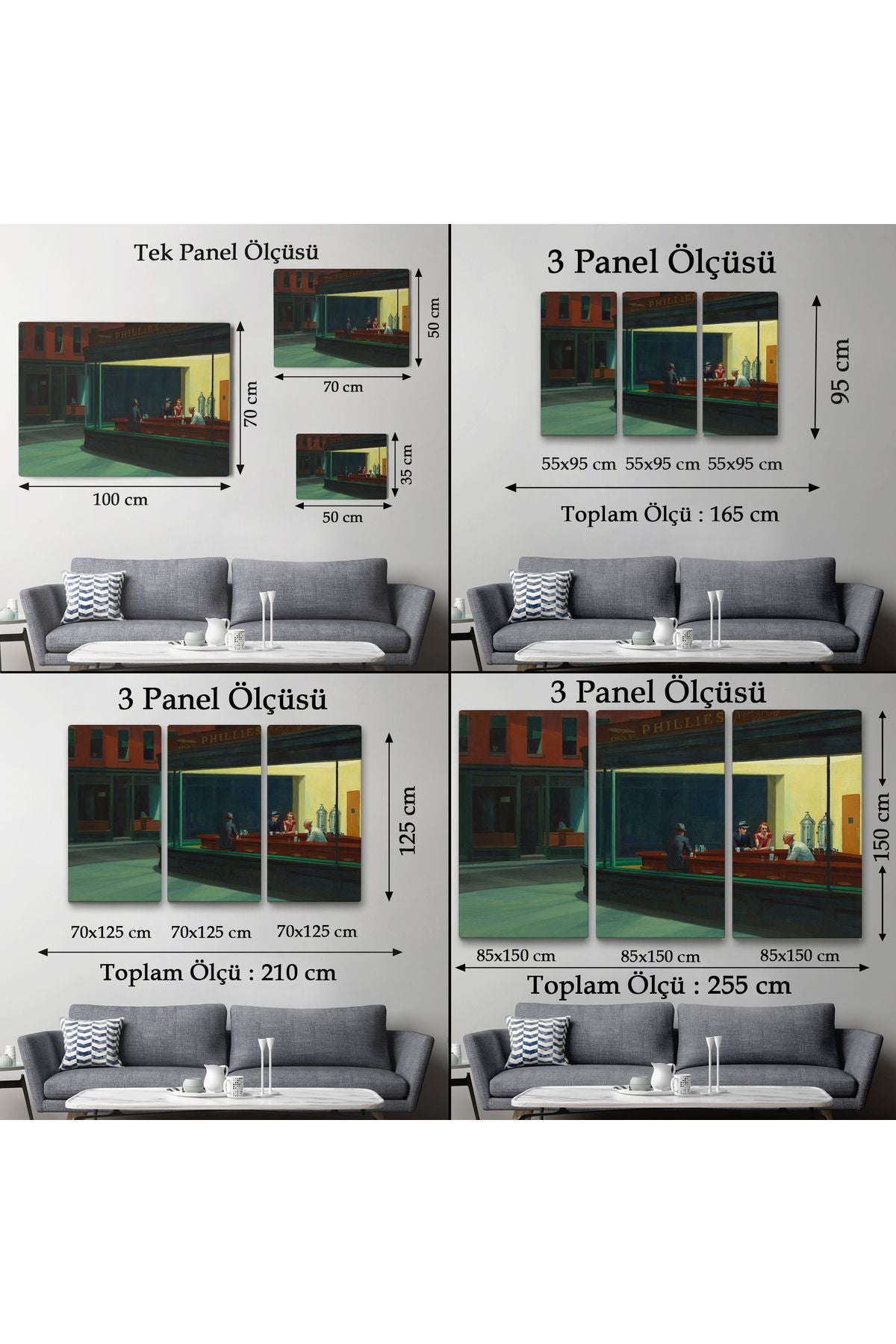 Edward Hopper'un Gecekuşları Eseri Kanvas Tablo-5158