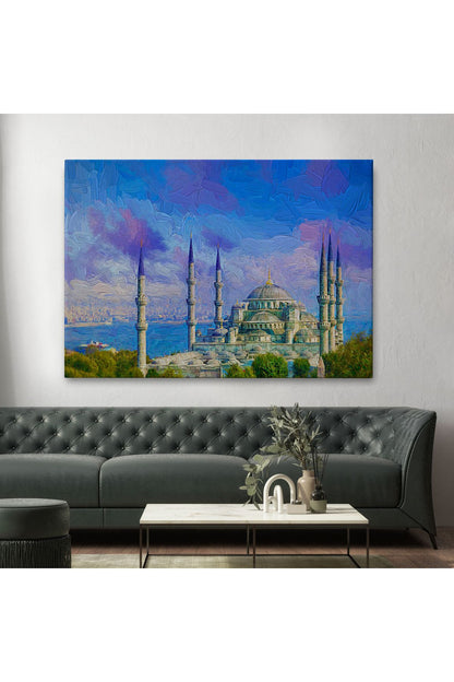 Sultan Ahmet Camii Yağlıboya Görünüm Kanvas Duvar Tablosu-3691