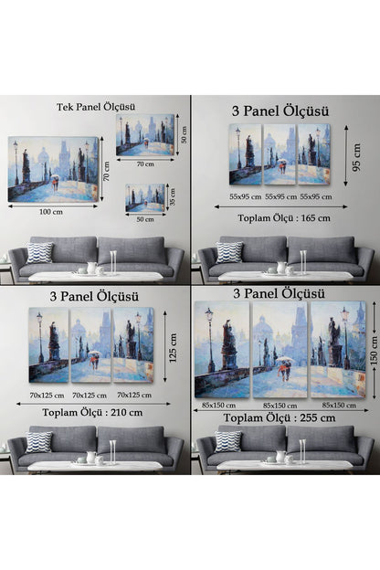 Şemsiye Altında Bir Çift Aşık Temalı Kanvas Duvar Tablosu-1187