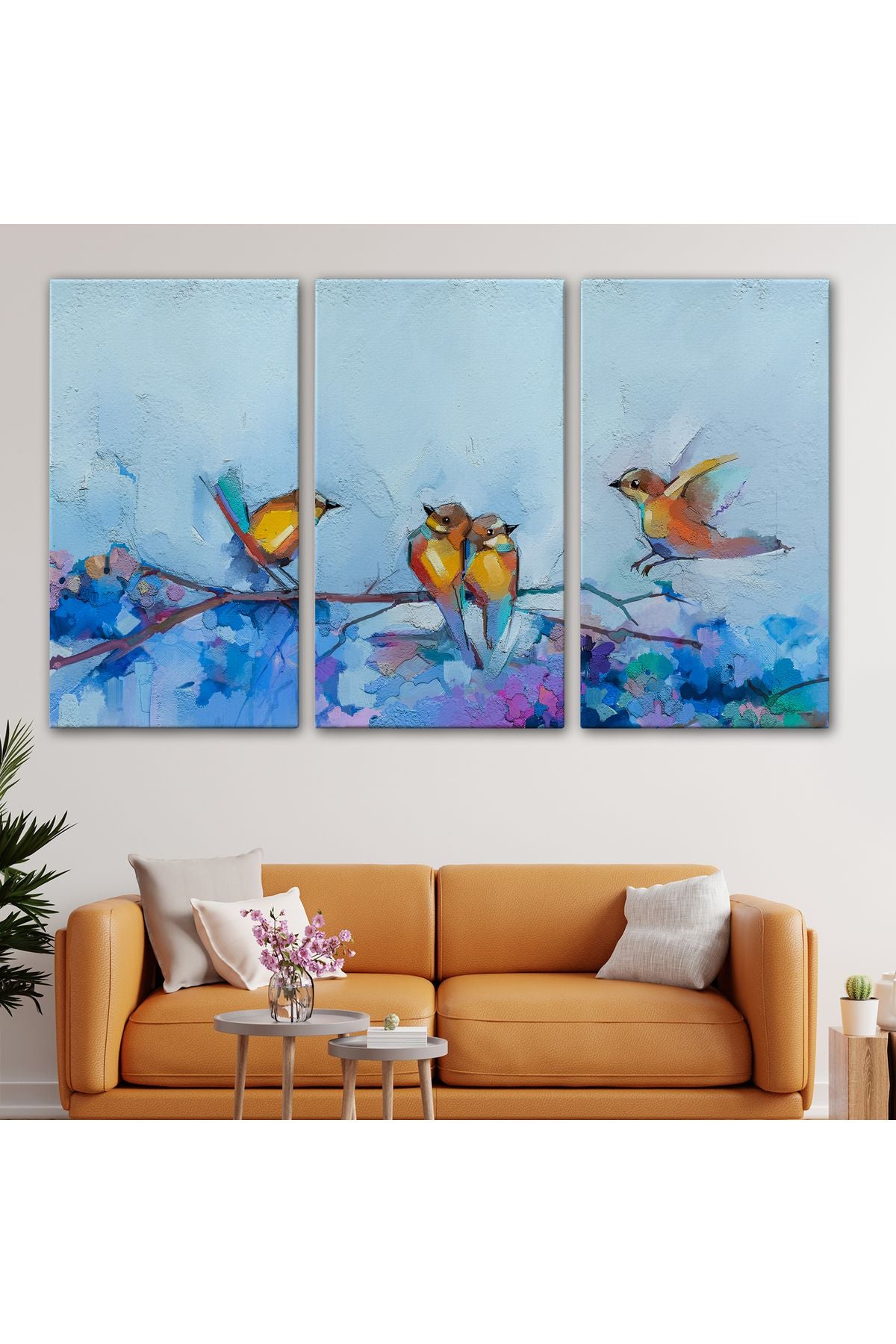 Bahar ve Kuşlar Manzaralı Dekoratif Duvar Tablosu-3529