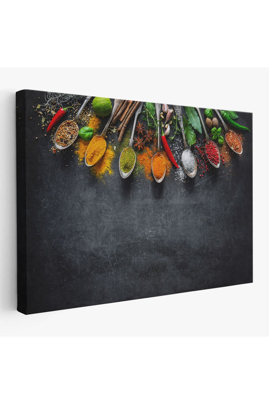 YB HG Mutfak Masasın da  Baharatlar Dekoratif Kanvas Duvar Tablosu-3517