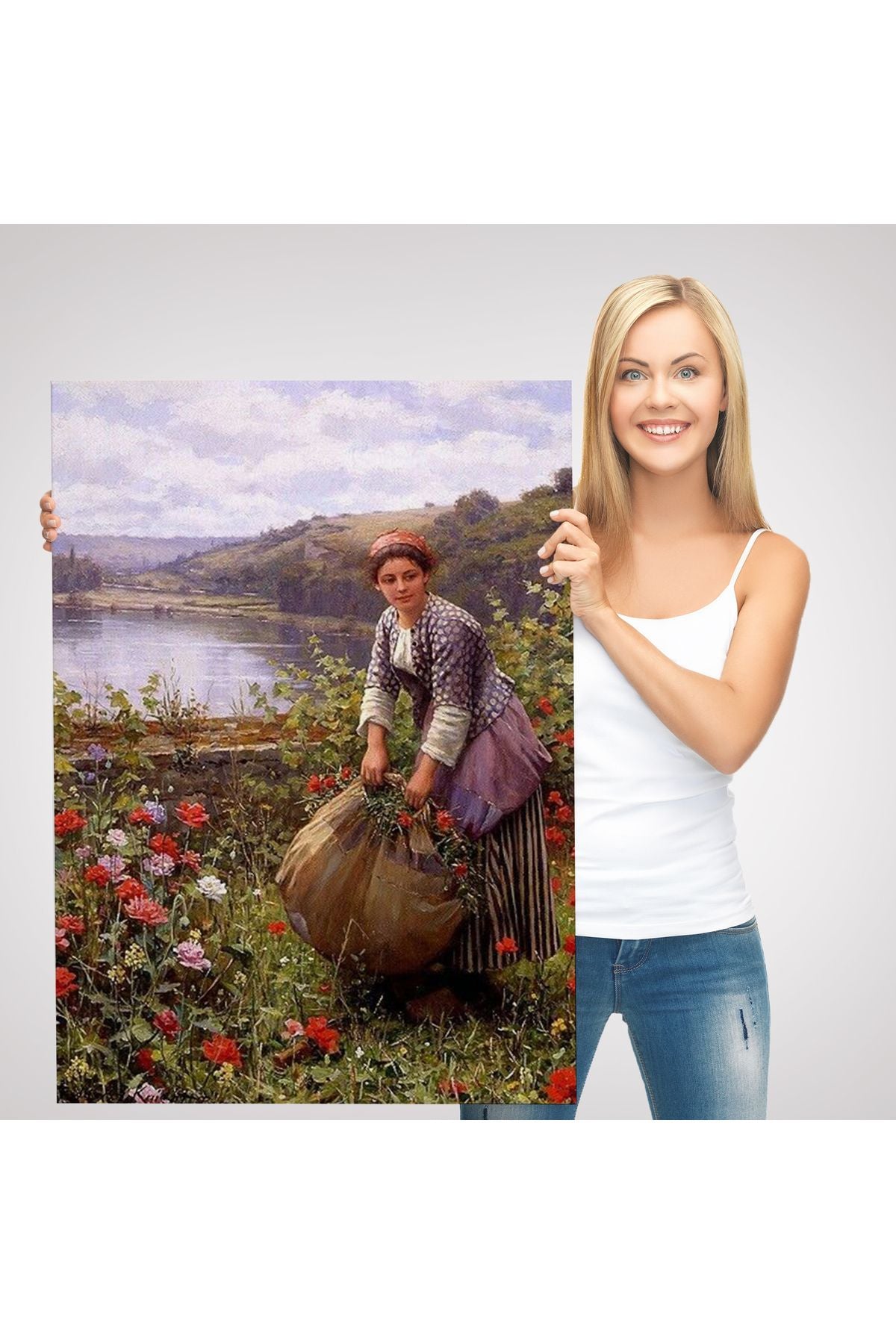 Kanvas Tablo, Duvar Dekoru, Bahçıvan Kadın ve Çim Biçmesi 6161 BUNGKNV