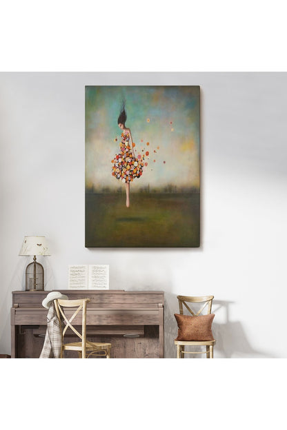 YB Yerden Yükselen Çiçek Kıyafetli Kadın Tablosu-6281