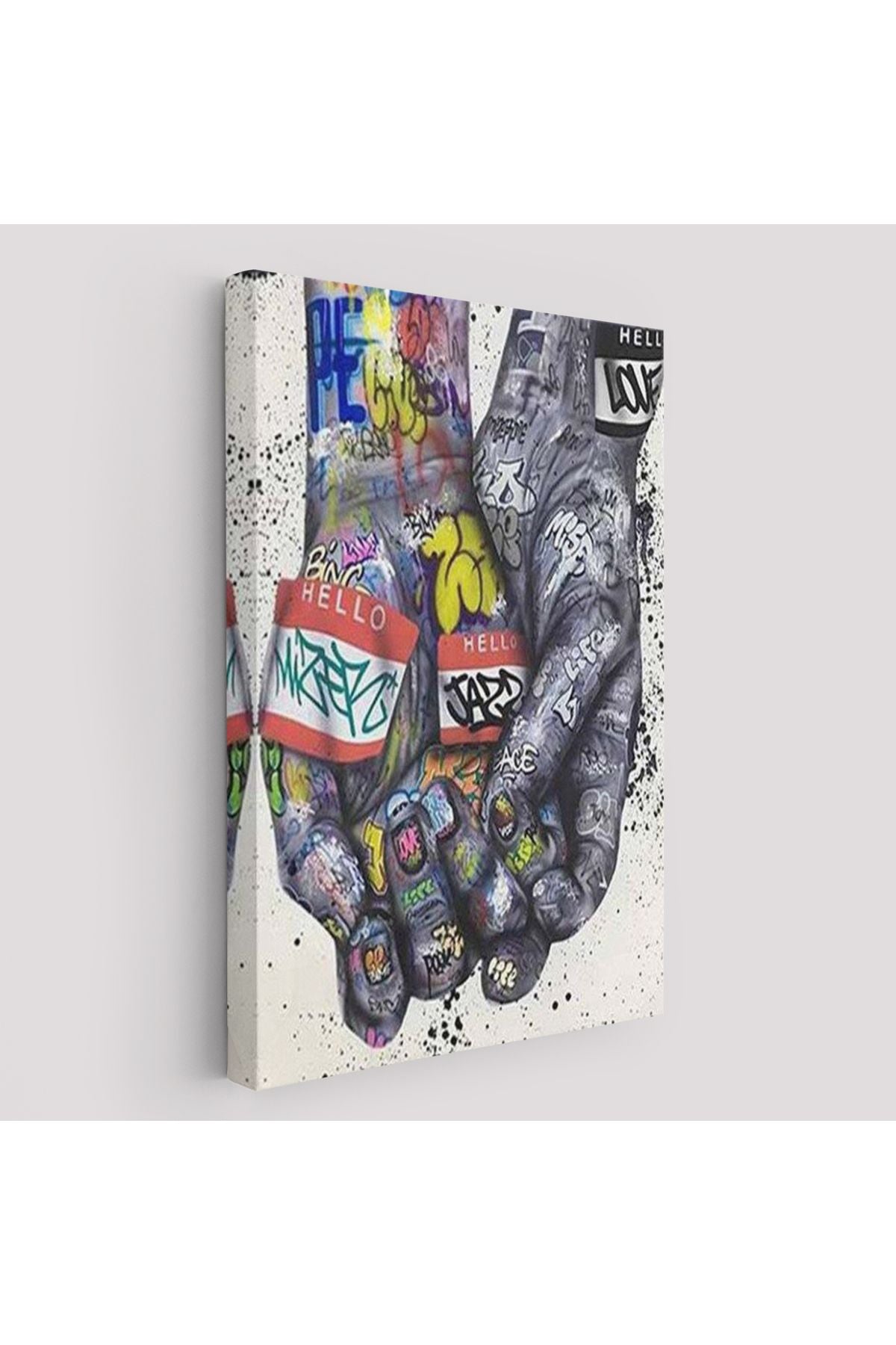 Banksy Tarzı Kanvas Duvar Sanatı, Graffiti El Duvar Posteri Kanvas Tablo-5311