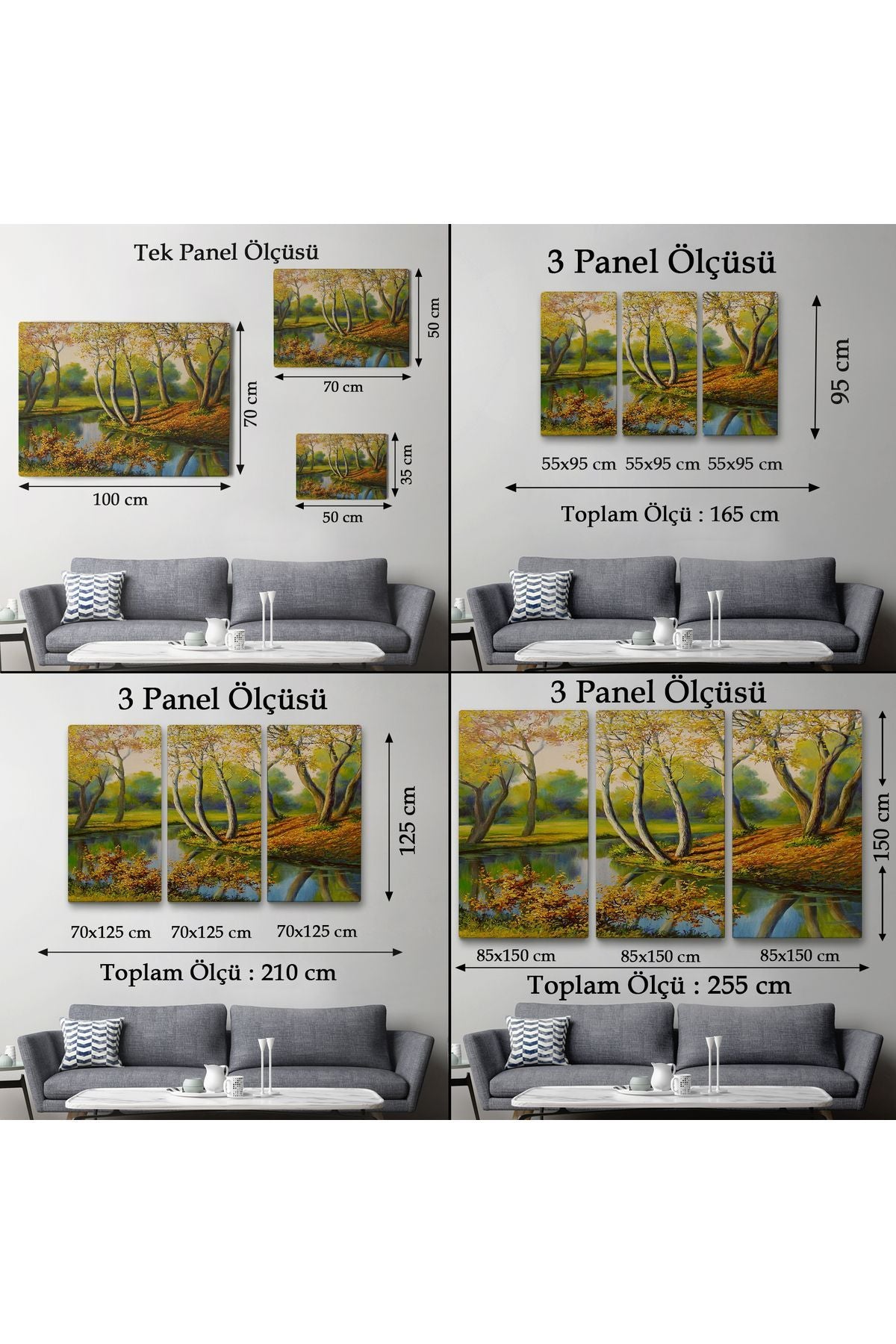 Nehir Manzaralı Yağlıboya Görünüm Dekoratif Kanvas Duvar Tablosu-3617