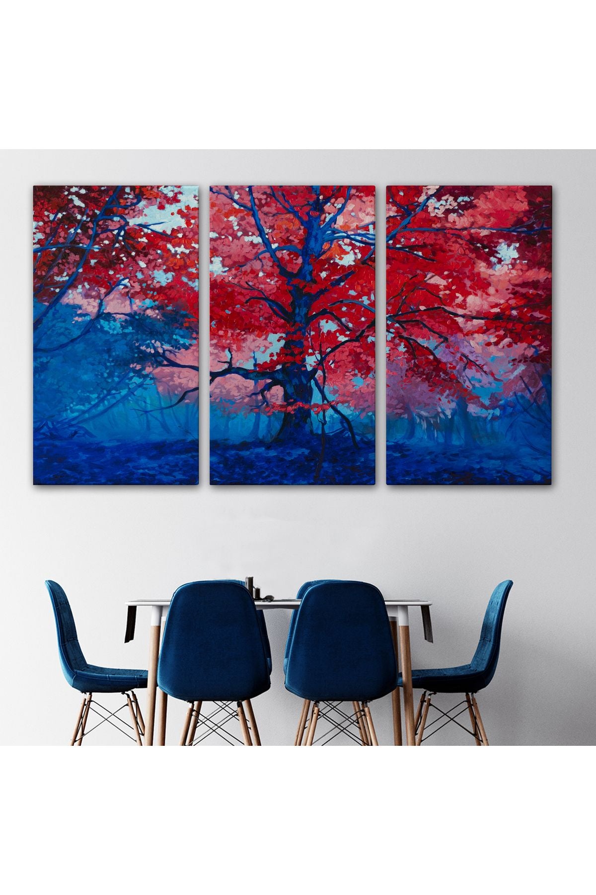 Ormandaki Güzel Sonbahar Ağacı Kanvas Duvar Tablosu-1192