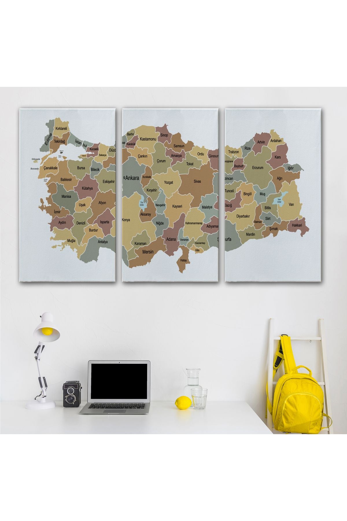 Türkiye Haritası Kanvas Tablo Eğitici ve Öretici Dekoratif Tablo Tablo 3134