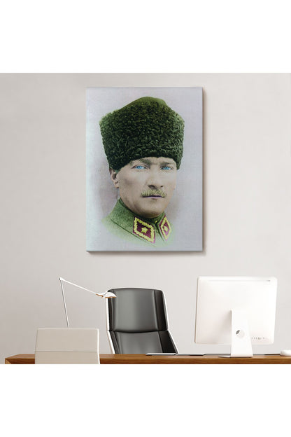 Atatürk Portre Tablosu Mustafa Kemal Atatürk Dikdörtgen Dekoratif Kanvas Tablo-CF-56