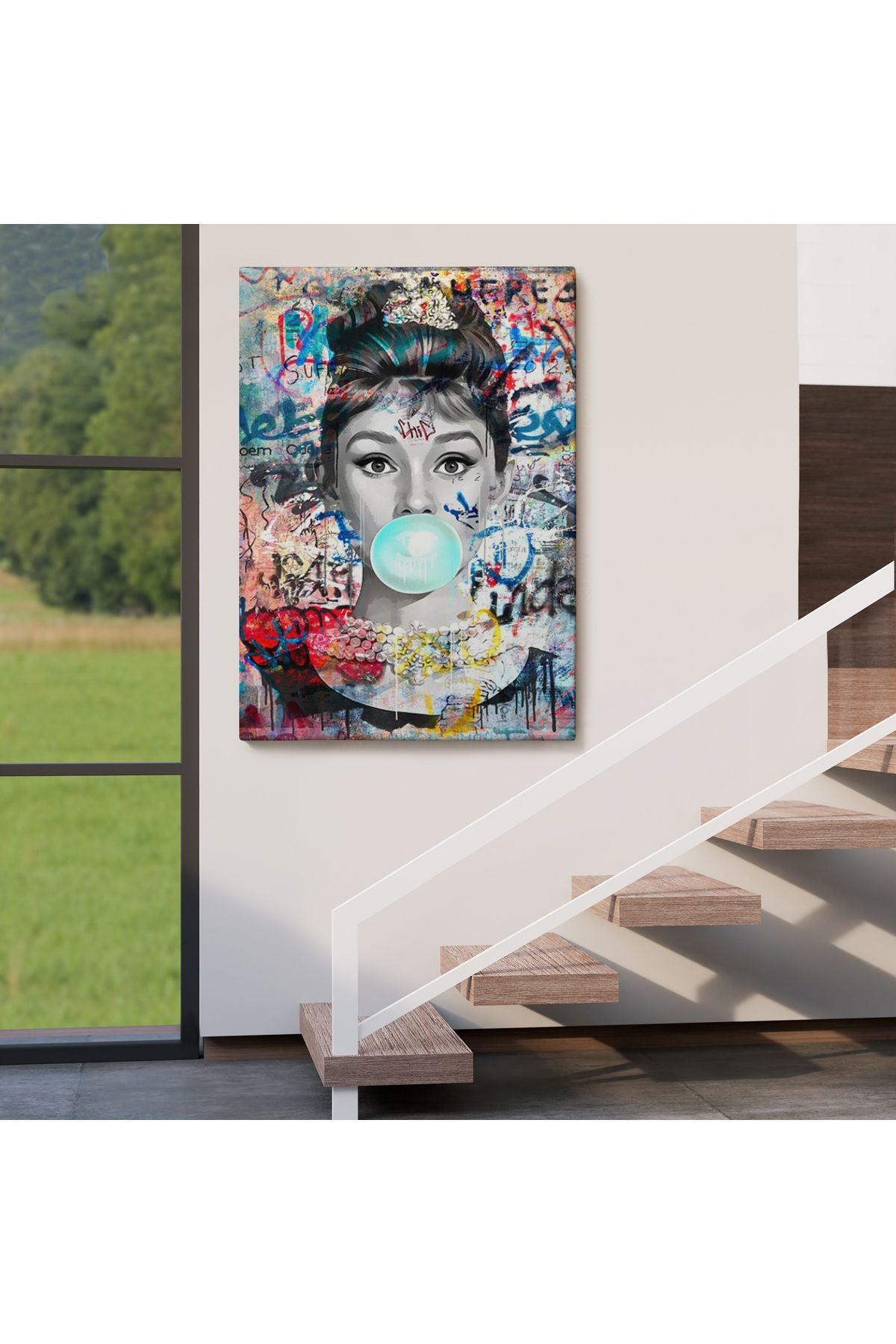 Audrey Hepburn Graffiti Pop Art Duvar Tablosu-6470