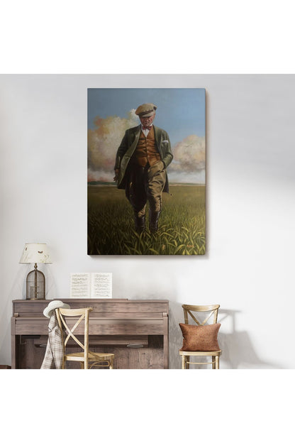 Tarlada Yürüyen Mustafa Kemal Atatürk Duvar Tablosu-6132