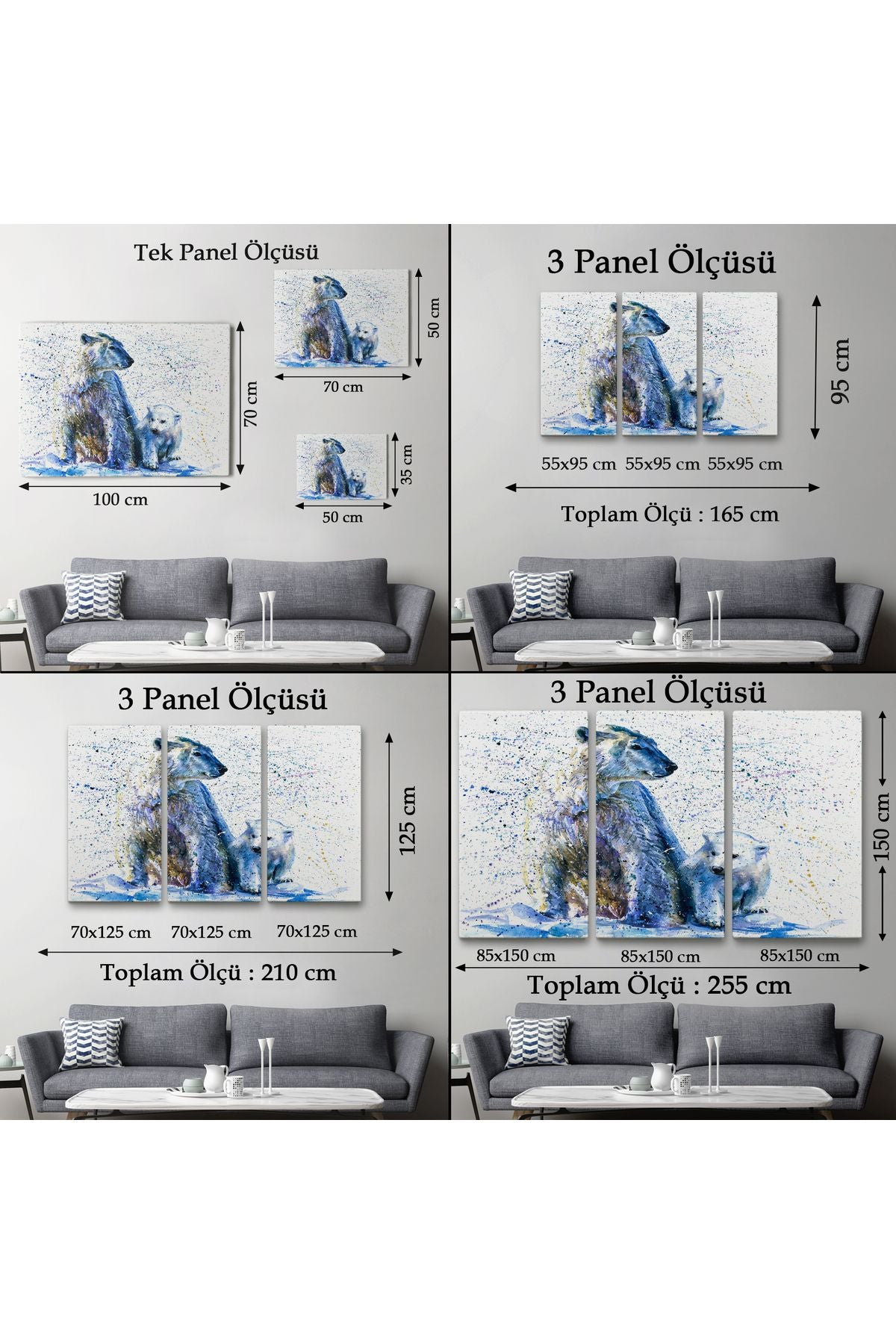 Kutup Ayısı ve Yavrusu Dekoratif Kanvas Tablo 1139