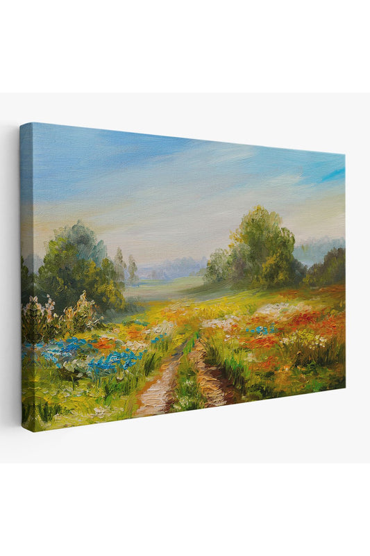 Çiçek Tarlası Yağlıboya Görünümlü Duvar Tablosu-1203