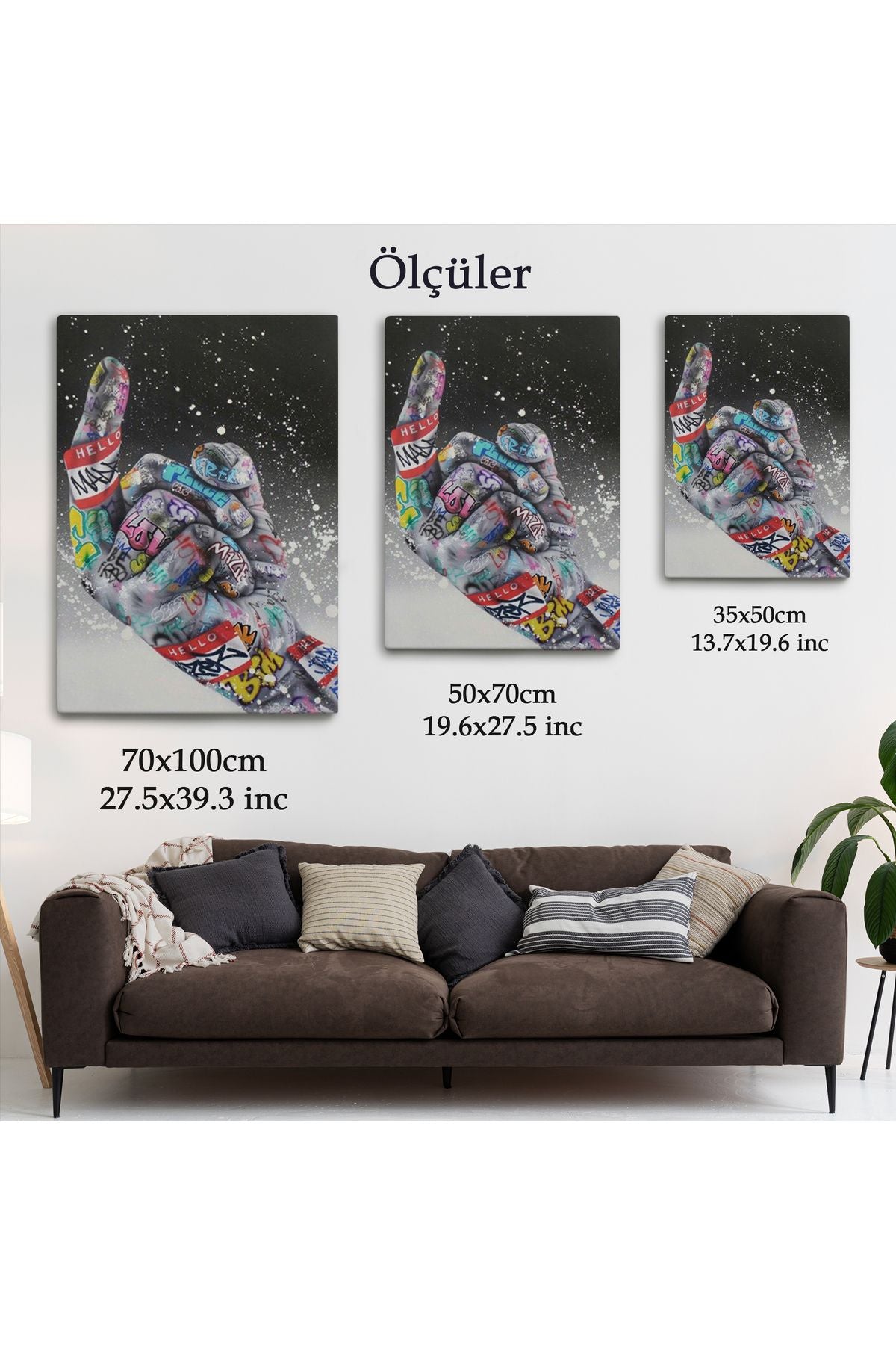 Graffiti Orta Parmak İzi Graffiti, Küfürlü El Hareketi, Hip Hop anvas Tablo-5314