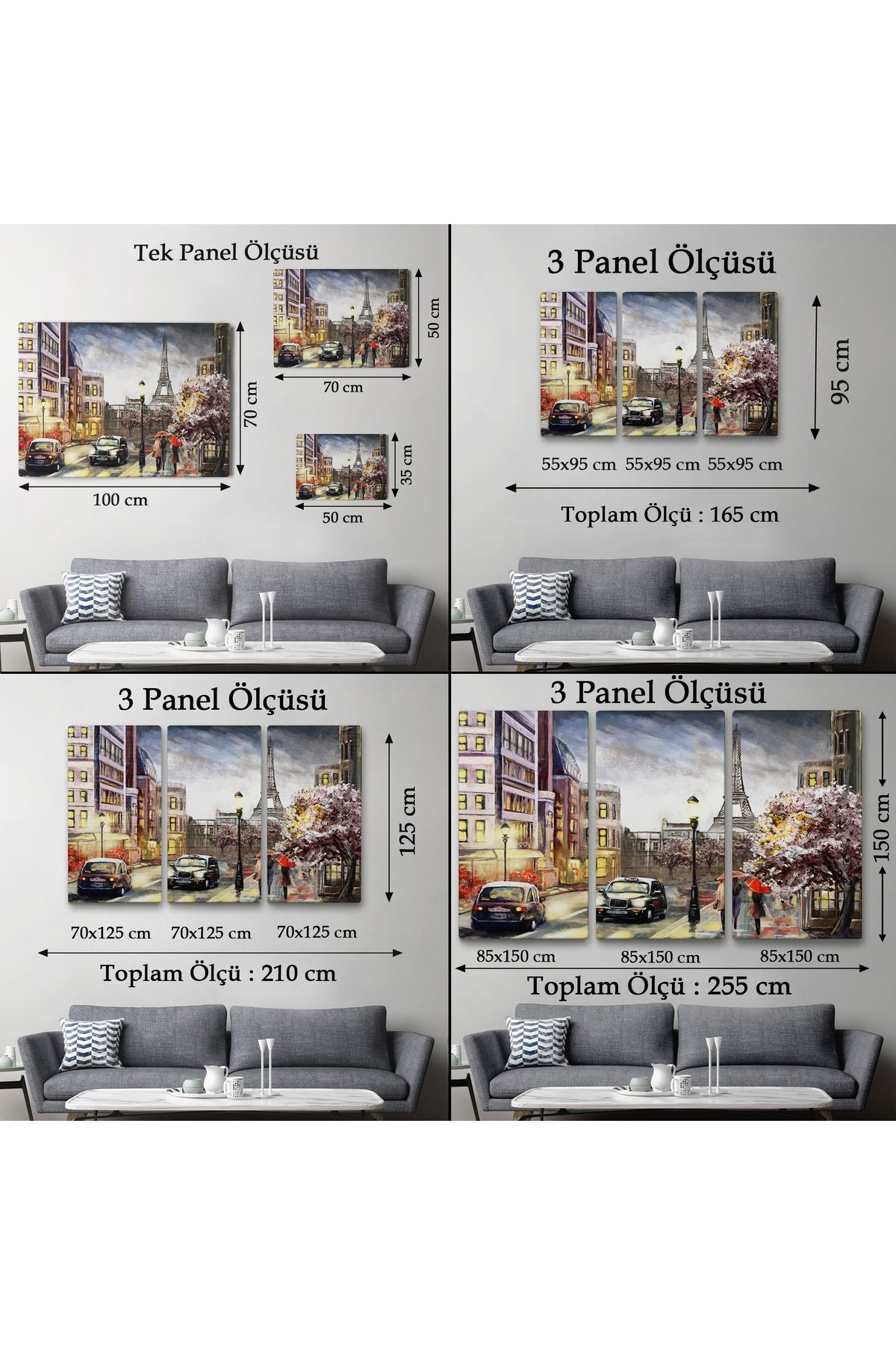 DB HG Eyfel Manzarası Yağlıboya Görünüm Dekoratif Kanvas Duvar Tablosu-3554