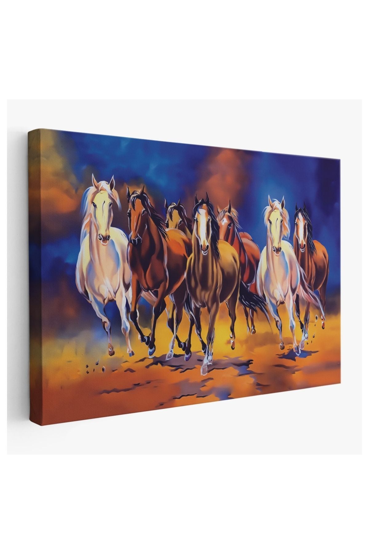 Kanvas, Duvar Tablosu, Dekoratif, Yağlıboya Görünüm Koşan Atlar 3630 EGKNV