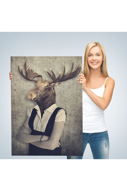 Geyik Kafalı İnsan Kanvas Tablo-4984