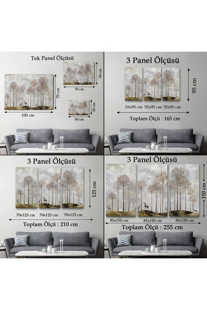 Dekoratif Kanvas Tablo-Ormanda Geyikler Duvar Tablosu 3682