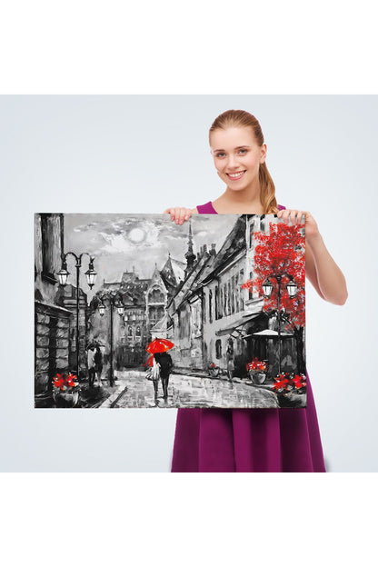 Kanvas Tablo, Duvar Dekoru, Yağlıboya Görünüm Budapeşte Sokakları Macaristan 3546 BUNGKNV