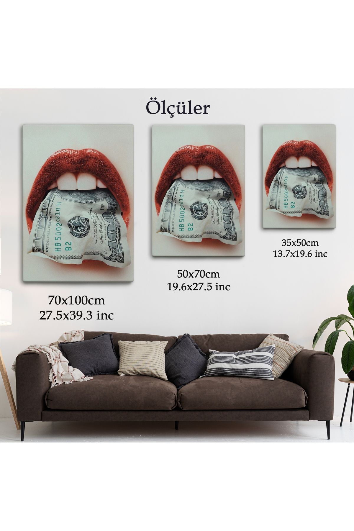 Ağzın da Dolar Olan Kadın Duvar Tablosu-6260