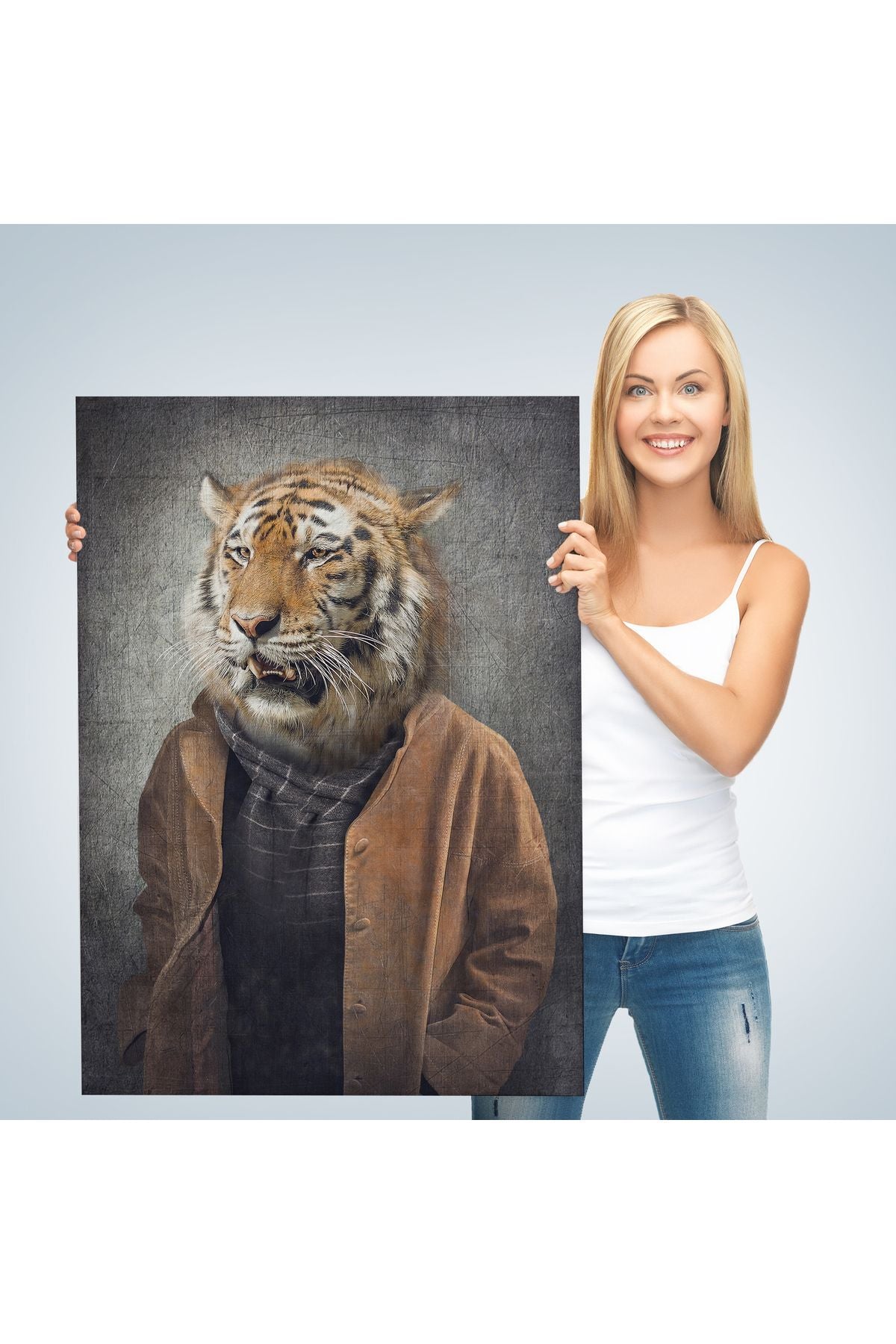 DB Kaplan Kafalı İnsan Kanvas Tablo-4999