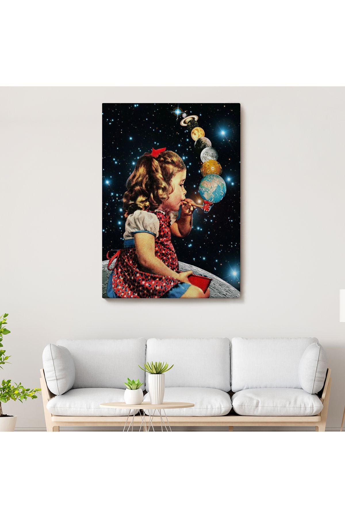 Galaksiler İle Oynayan Kız Çocuğu Tablosu-6042