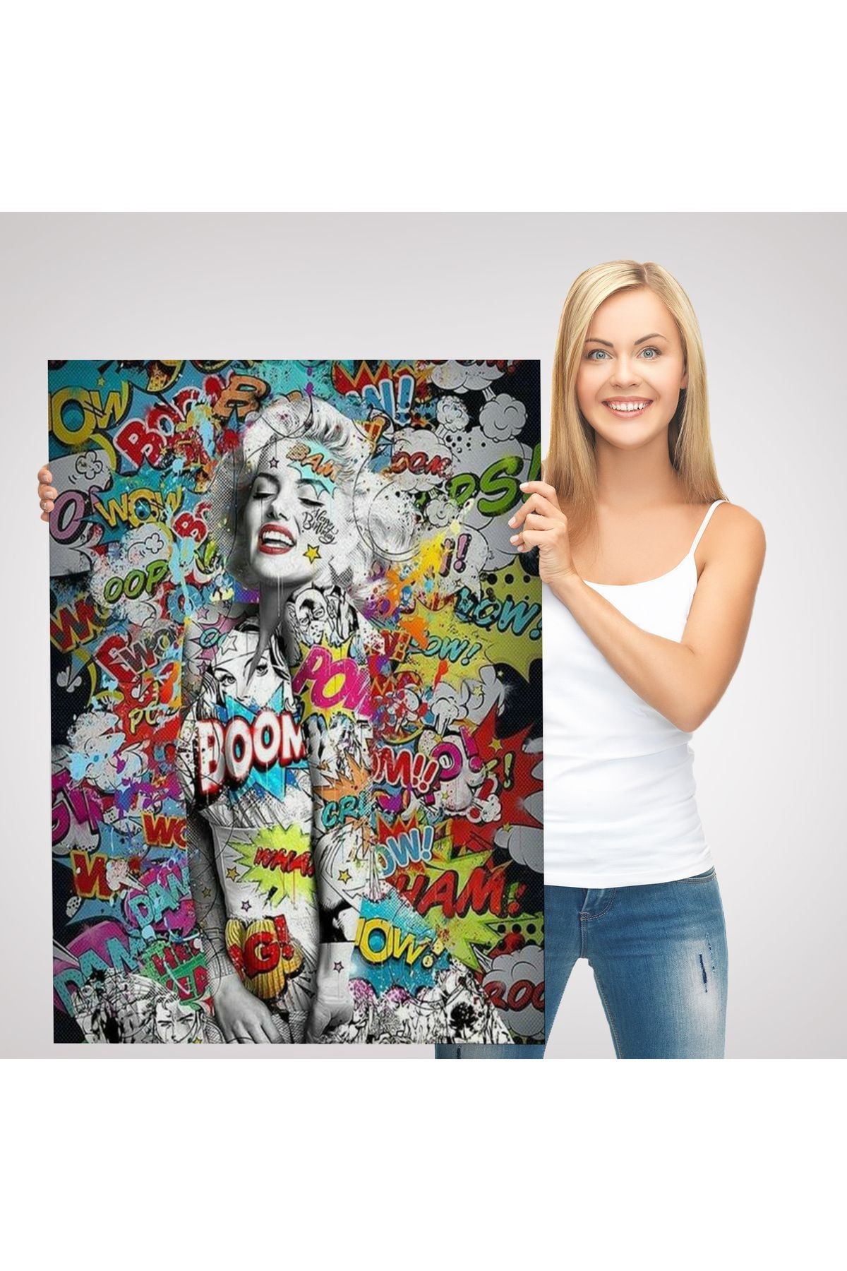 Graffiti Marilyn Monroe, Renkli Marilyn Monroe Kanvas Tablo-5307