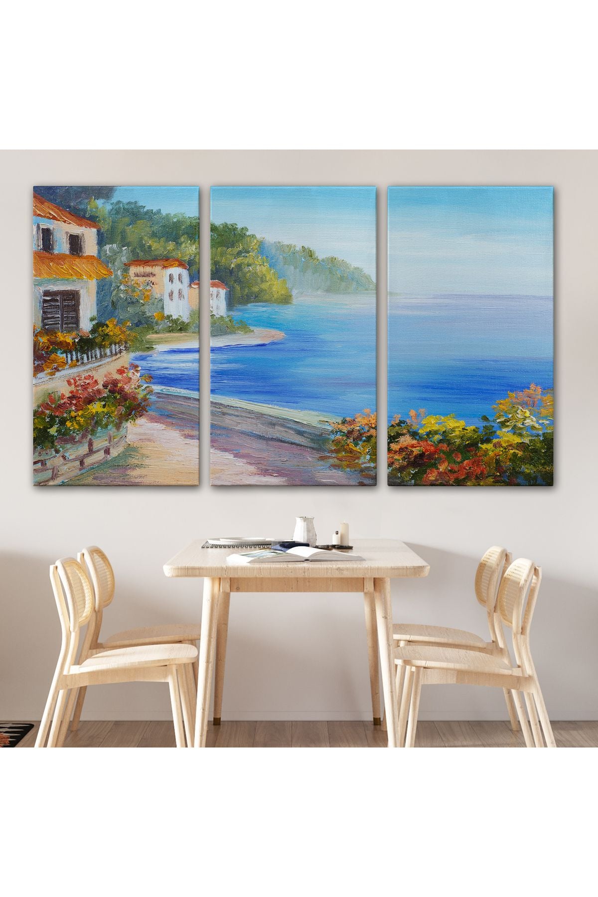 Deniz Manzarası Yağlıboya Görünüm Dekoratif Kanvas Duvar Tablosu-3458