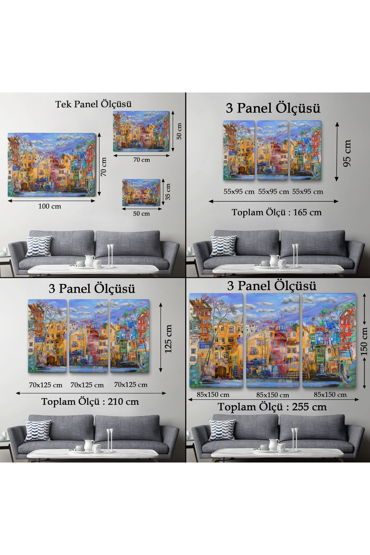 Eski Avrupa Kasabası Yağlıboya Görünüm Dekoratif Kanvas Tablo-3536