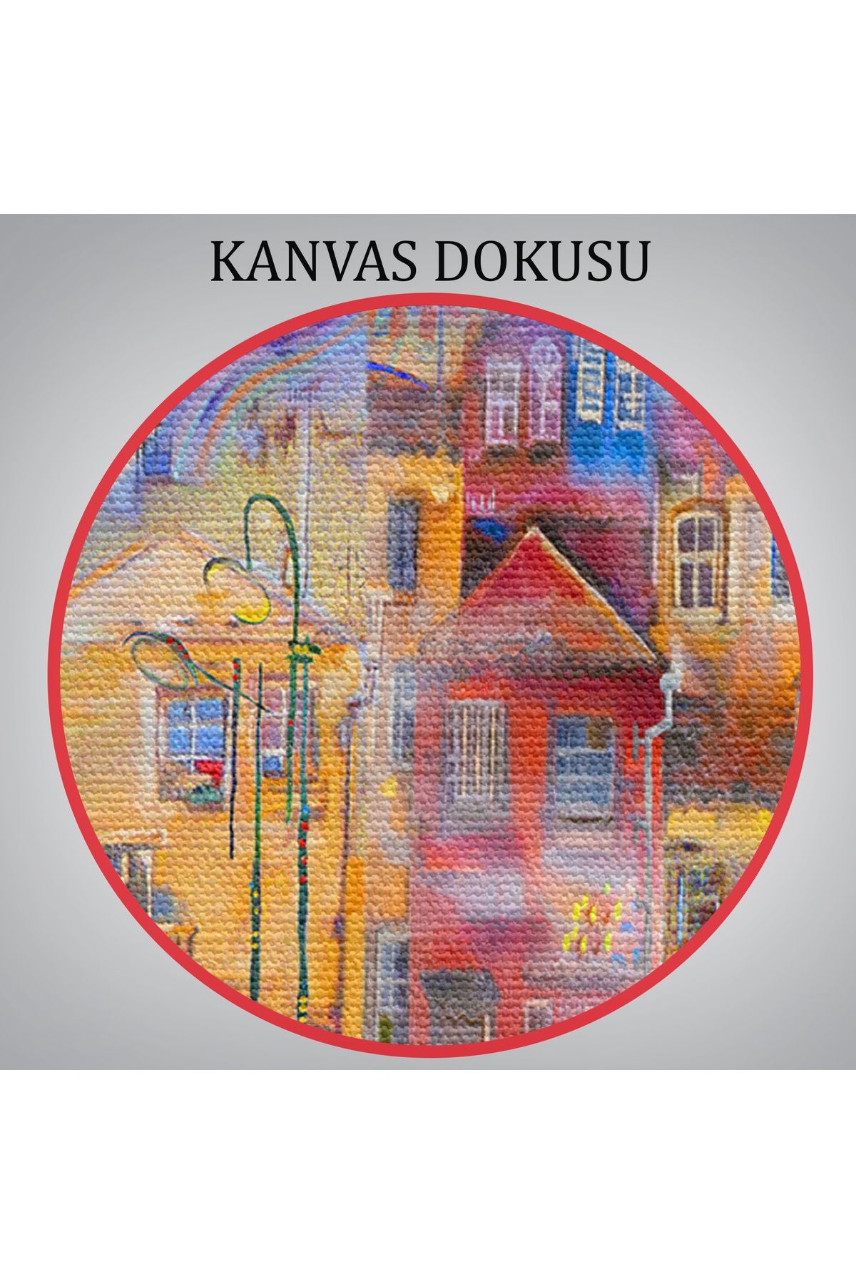 Eski Avrupa Kasabası Yağlıboya Görünüm Dekoratif Kanvas Tablo-3536