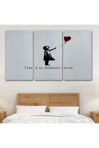 Banksy Kırmızı Balonlu Kızın'ın Her Zaman Umut Vardır Yazılı Tablosu-5012